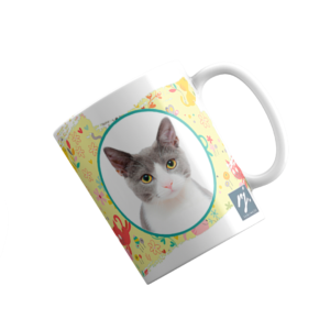 Caneca Pet - Gatinho Branco e Cinza